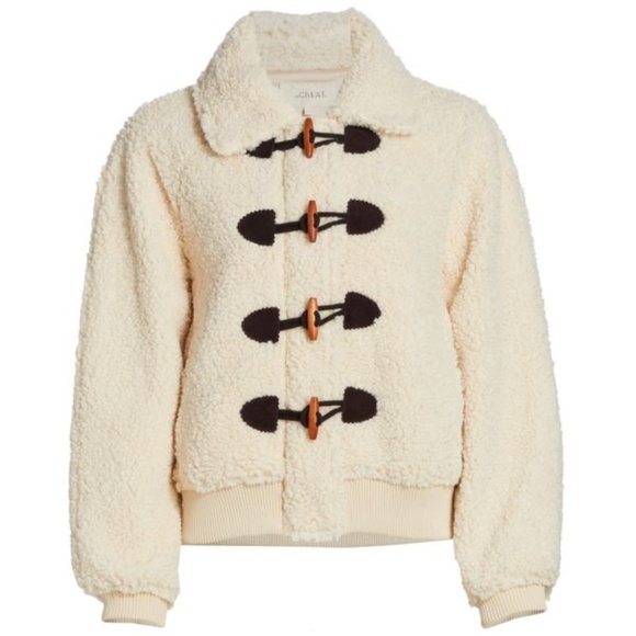 THE GREAT. Faux Shearling Toggle Jacket. Cream Size 0 (XS) - Picture 3 of 10